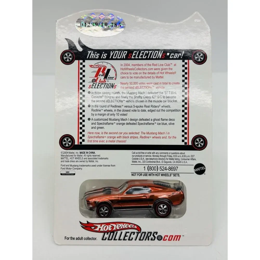 Hot Wheels 2004 RLC sElections Custom Mustang Mach 1 Orange 4239/10385 Protector